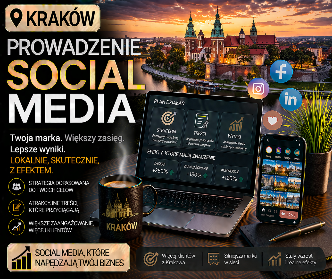 Prowadzenie social media Kraków - profesjonalna obsługa mediów społecznościowych dla lokalnych firm