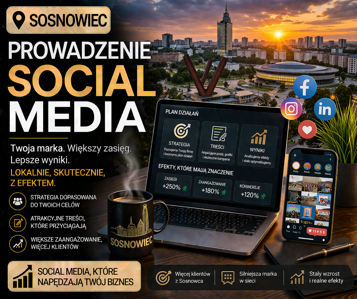 Prowadzenie social media Sosnowiec - profesjonalna obsługa mediów społecznościowych dla lokalnych firm