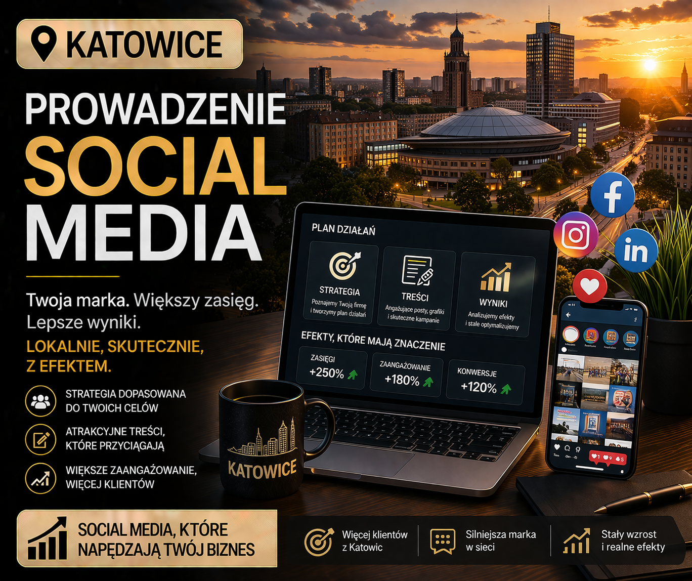 Prowadzenie social media Katowice - profesjonalna obsługa mediów społecznościowych dla lokalnych firm