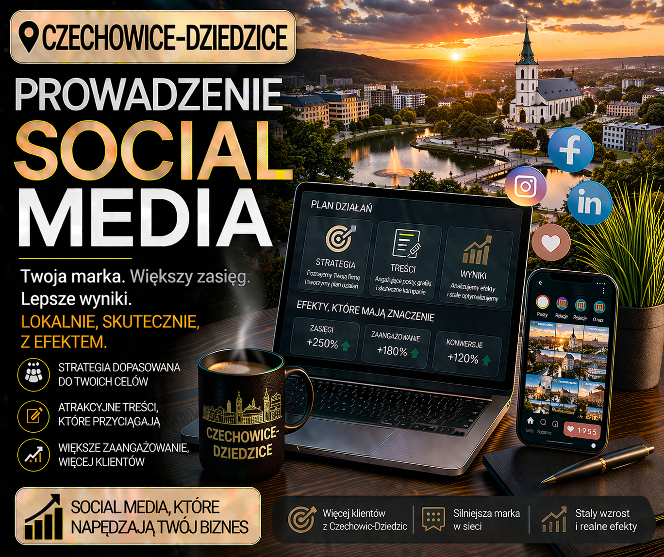 Prowadzenie social media Czechowice-Dziedzice - profesjonalna obsługa mediów społecznościowych dla lokalnych firm