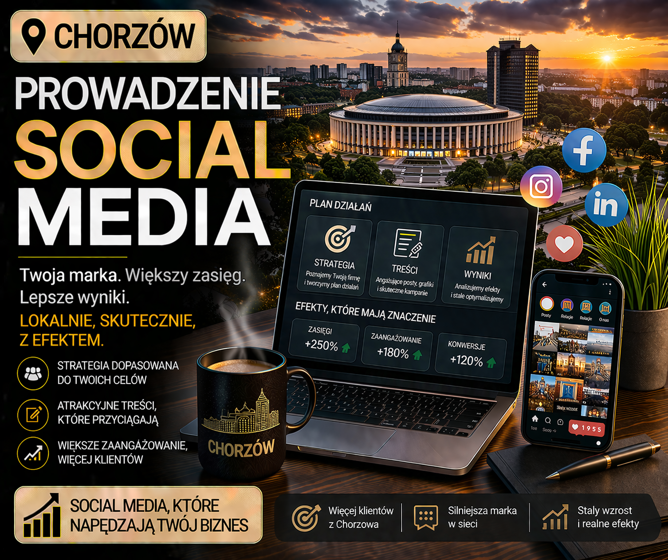 Prowadzenie social media Chorzów - profesjonalna obsługa mediów społecznościowych dla lokalnych firm