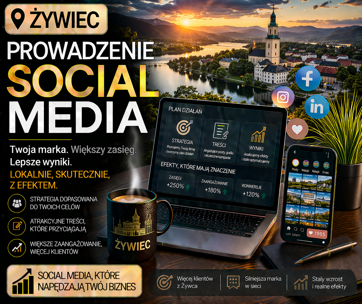 Prowadzenie social media Żywiec - profesjonalna obsługa mediów społecznościowych dla lokalnych firm