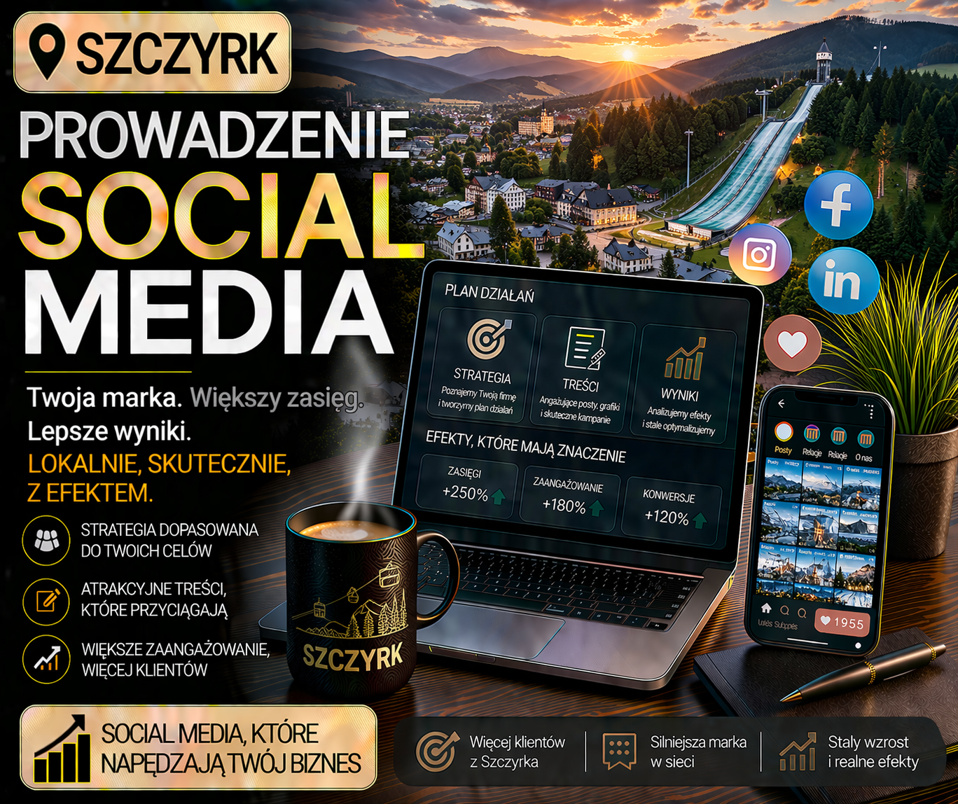 Prowadzenie social media Szczyrk - profesjonalna obsługa mediów społecznościowych dla lokalnych firm