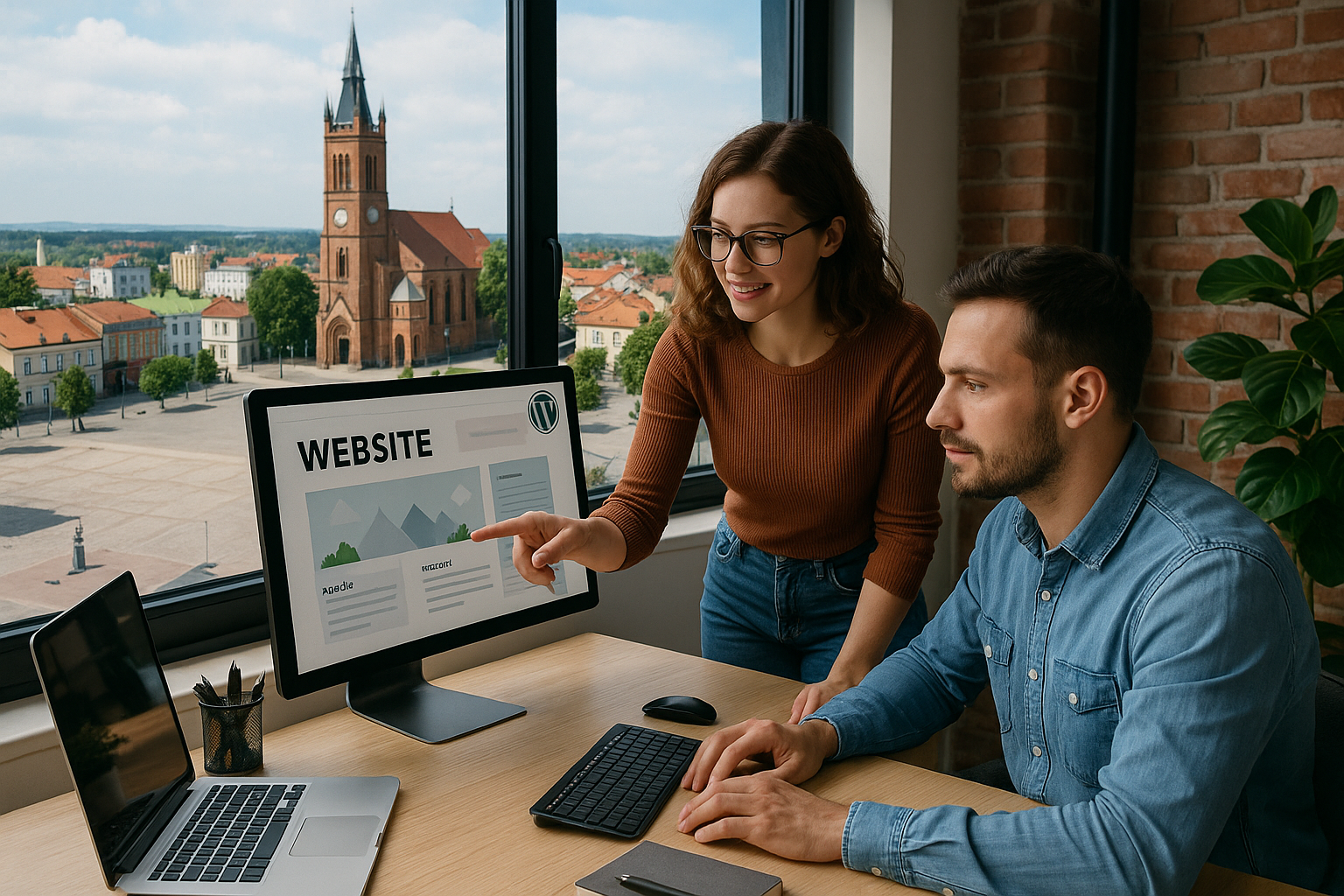 Tworzenie stron internetowych Mikołów – projektowanie witryny WordPress z widokiem na rynek i zabytkowy kościół