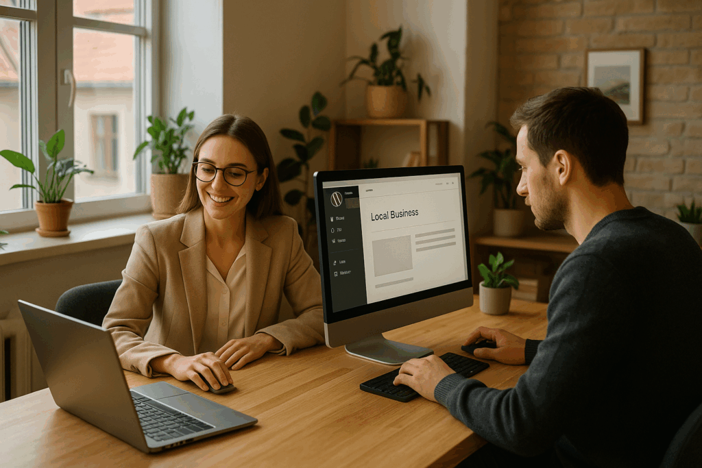 Tworzenie stron internetowych Ruda Śląska – dwoje specjalistów projektujących stronę WordPress dla lokalnego biznesu