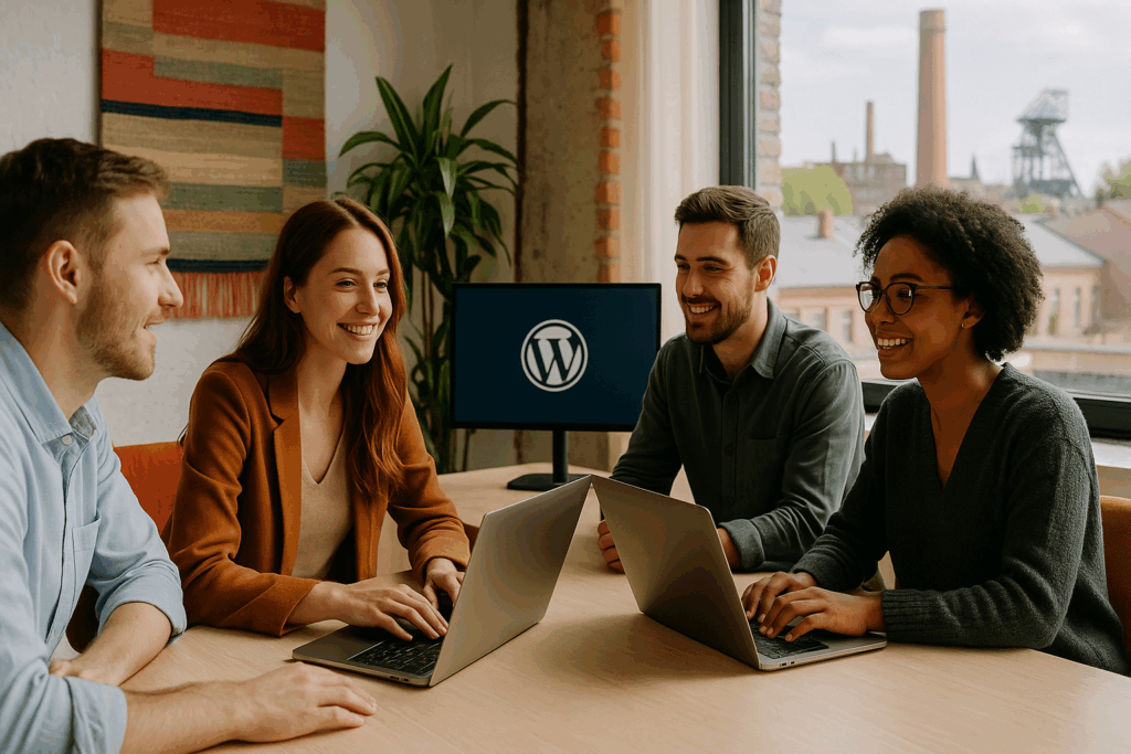 Tworzenie stron internetowych Gliwice – zespół freelancerów pracujący przy projektowaniu witryny WordPress