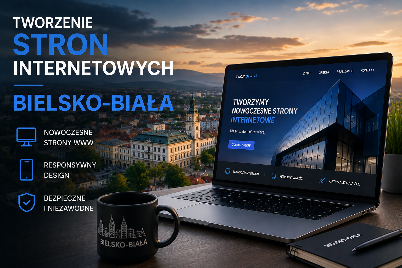 Tworzenie stron internetowych Bielsko-Biała - nowoczesne strony WWW dla firm, responsywny design, optymalizacja SEO i profesjonalne projektowanie stron internetowych w Bielsku-Białej.