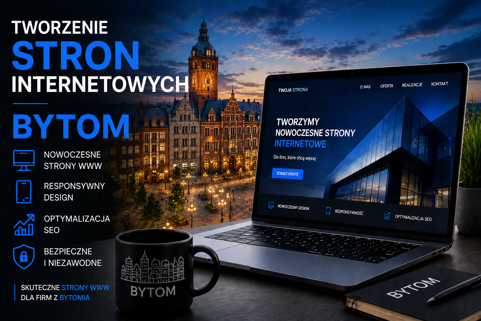 Tworzenie stron internetowych Bytom - nowoczesne strony WWW dla firm, responsywny design, optymalizacja SEO i profesjonalne projektowanie stron internetowych w Bytomiu.