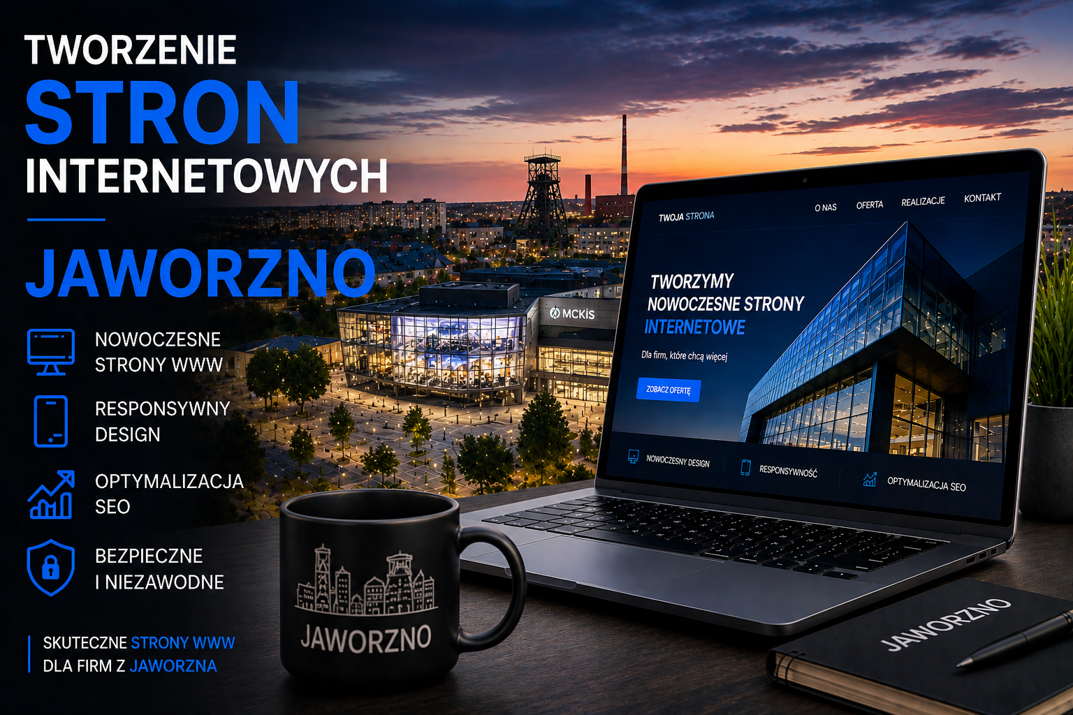 Tworzenie stron internetowych Jaworzno - nowoczesne strony WWW dla firm, responsywny design, optymalizacja SEO i profesjonalne projektowanie stron internetowych w Jaworznie.
