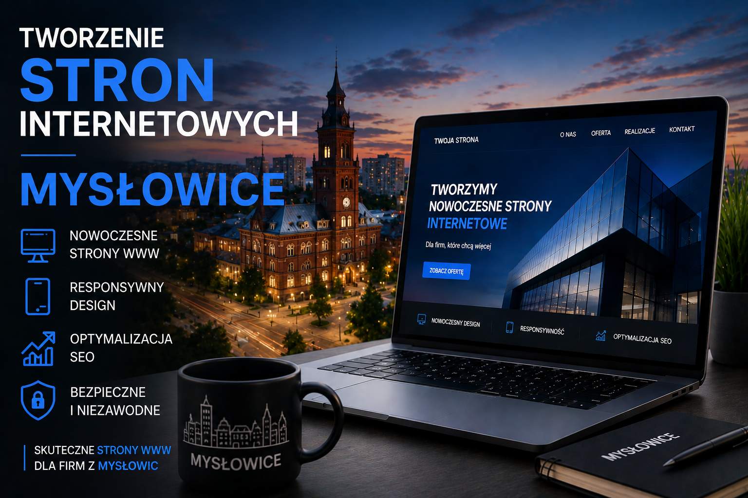 Tworzenie stron internetowych Mysłowice - nowoczesne strony WWW dla firm, responsywny design, optymalizacja SEO i profesjonalne projektowanie stron internetowych w Mysłowicach.