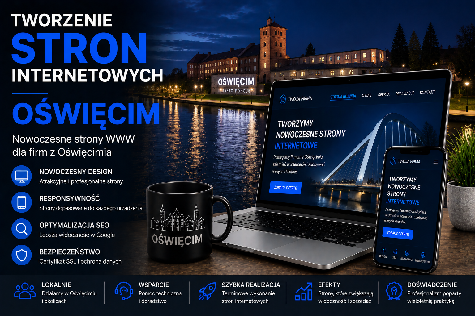 Tworzenie stron internetowych Oświęcim - nowoczesne strony WWW dla firm, responsywny design, optymalizacja SEO i profesjonalne projektowanie stron internetowych w Oświęcimiu.