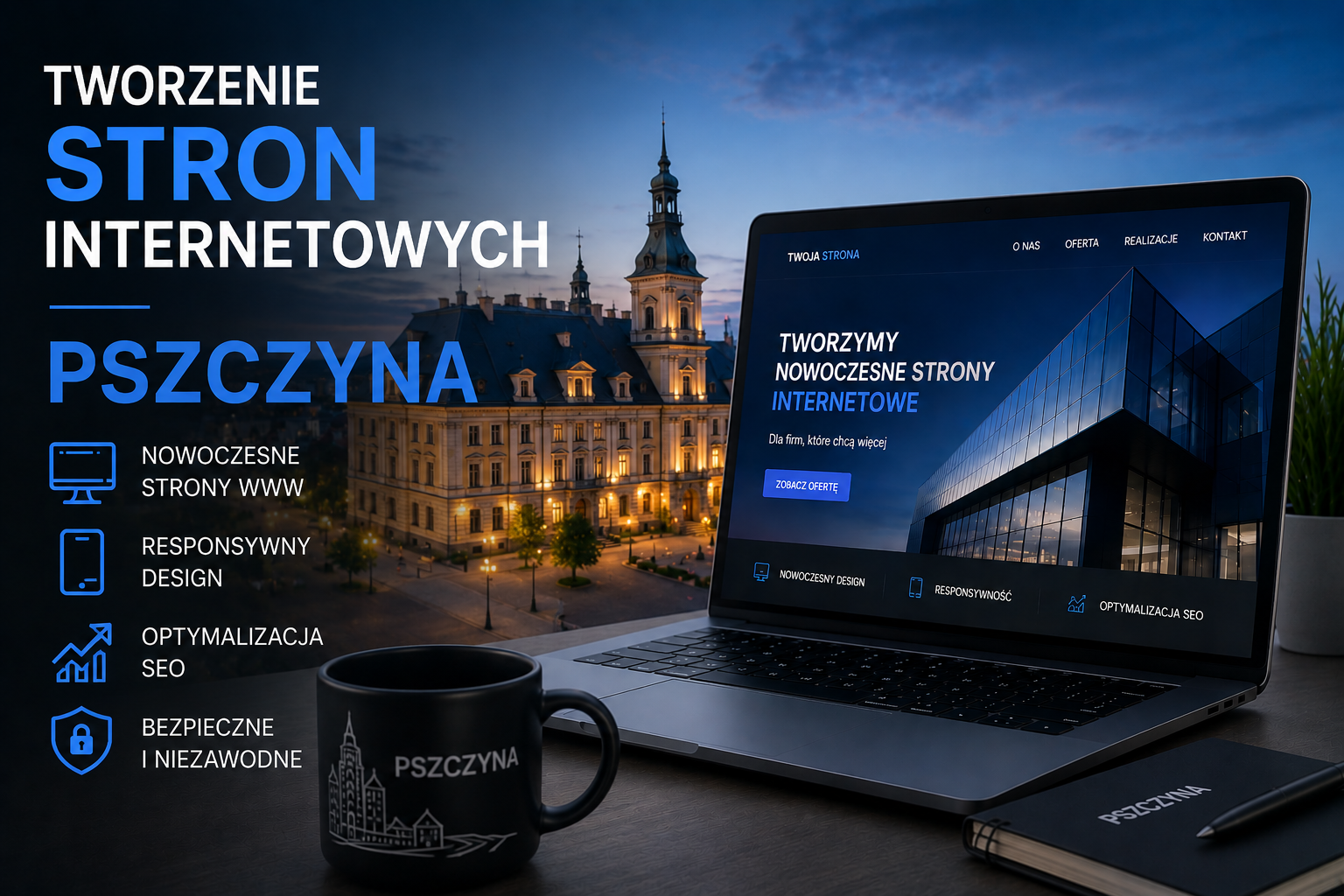 Tworzenie stron internetowych Pszczyna - nowoczesne strony WWW dla firm, responsywny design, optymalizacja SEO i profesjonalne projektowanie stron internetowych w Pszczynie.