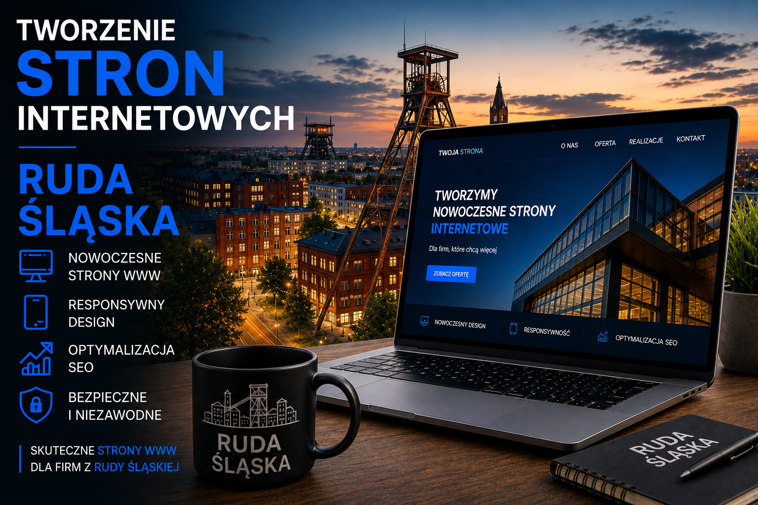 Tworzenie stron internetowych Ruda Śląska - nowoczesne strony WWW dla firm, responsywny design, optymalizacja SEO i profesjonalne projektowanie stron internetowych w Rudzie Śląskiej.
