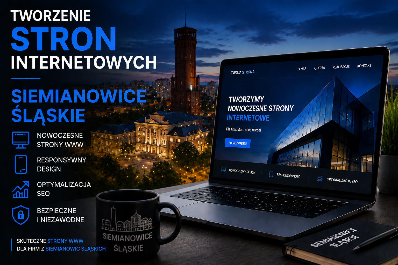 Tworzenie stron internetowych Siemianowice Śląskie - nowoczesne strony WWW dla firm, responsywny design, optymalizacja SEO i profesjonalne projektowanie stron internetowych w Siemianowicach Śląskich.