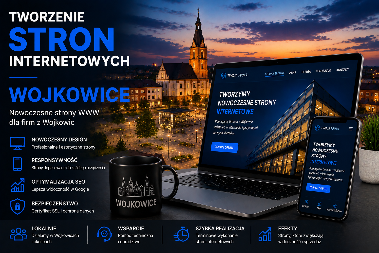 Tworzenie stron internetowych Wojkowice - nowoczesne strony WWW dla firm, responsywny design, optymalizacja SEO i profesjonalne projektowanie stron internetowych w Wojkowicach.