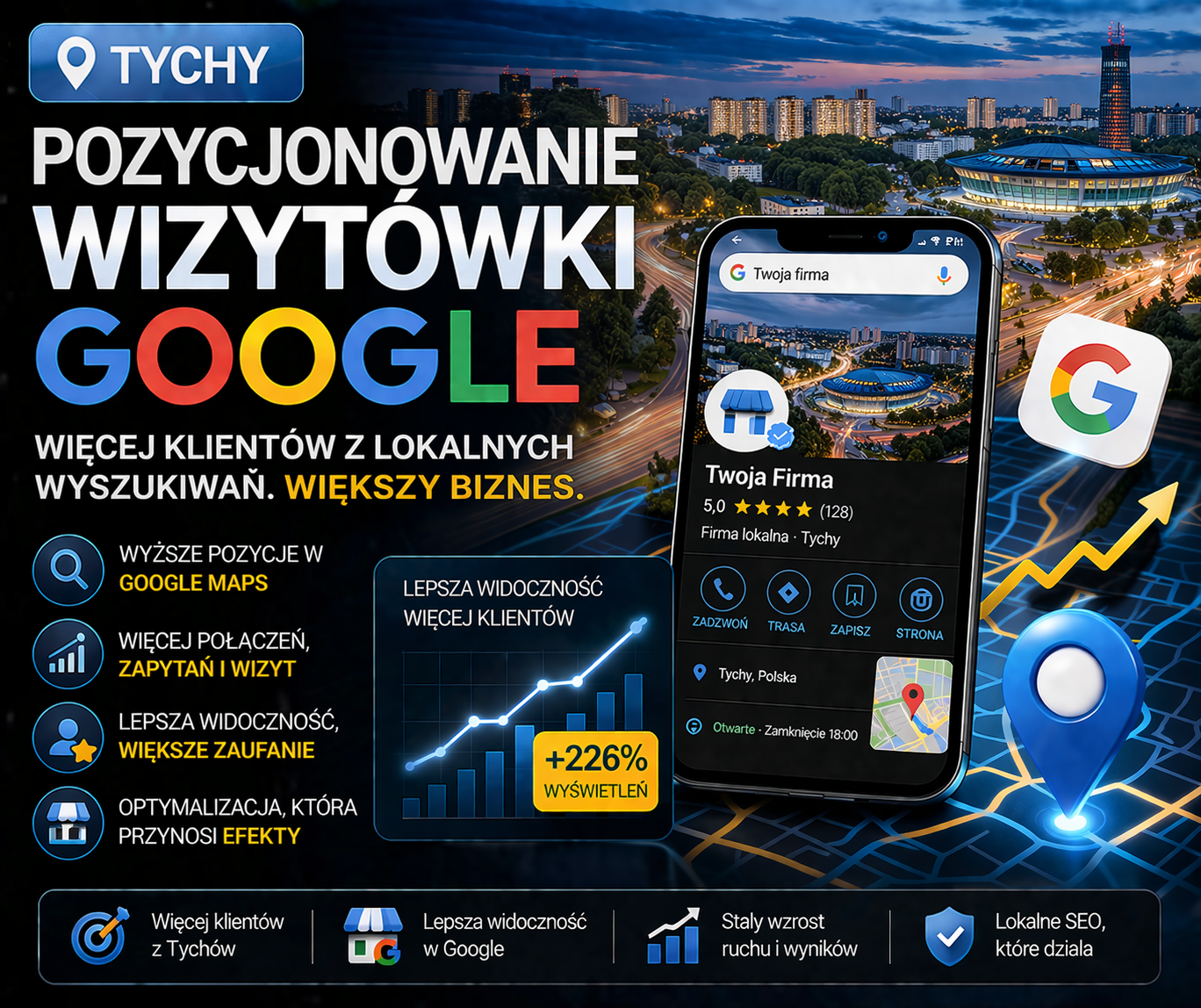 Pozycjonowanie wizytówki Google Tychy - optymalizacja profilu firmy i lepsza widoczność w lokalnych wynikach Google