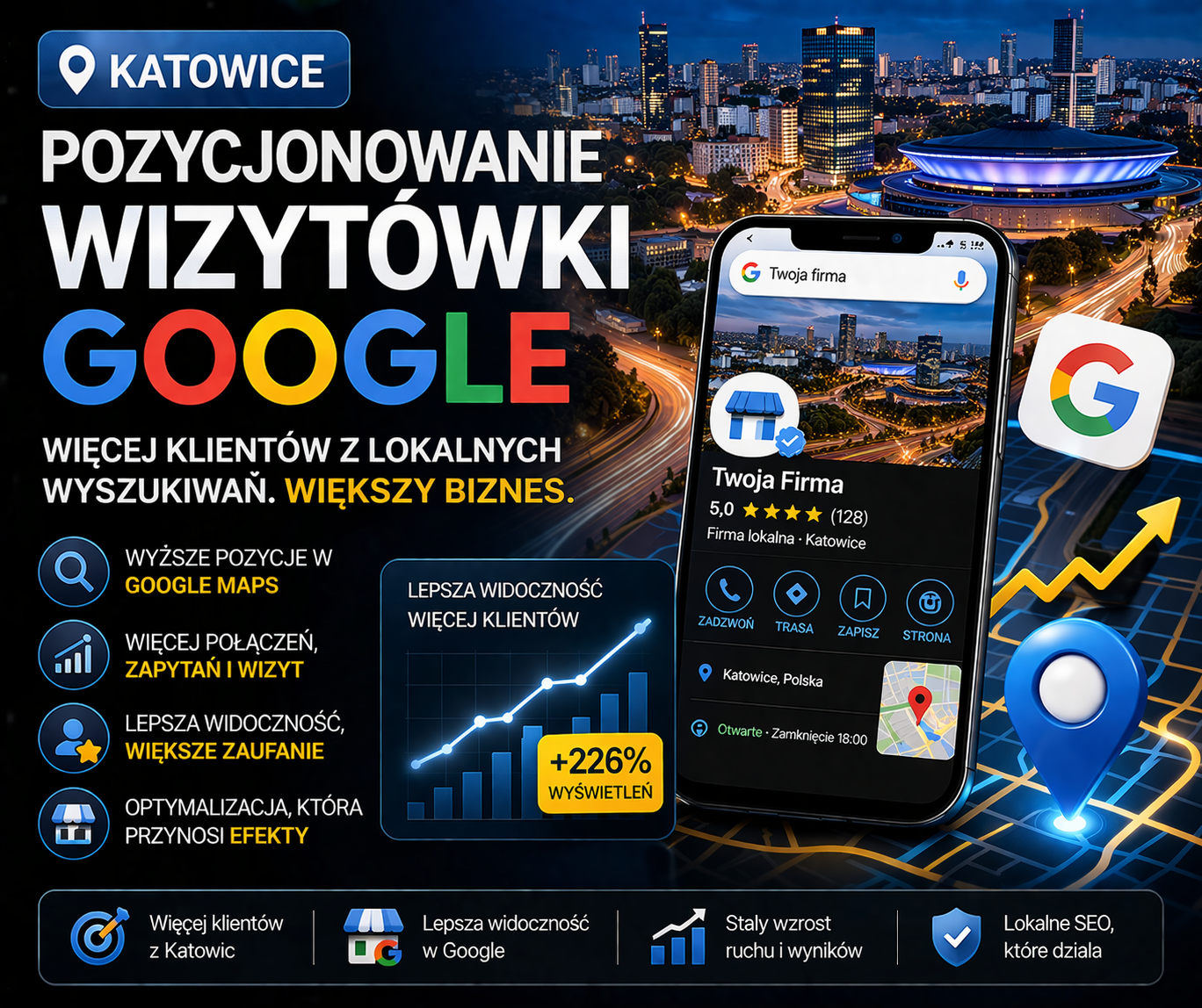 Pozycjonowanie wizytówki Google Katowice - optymalizacja profilu firmy i lepsza widoczność w lokalnych wynikach Google