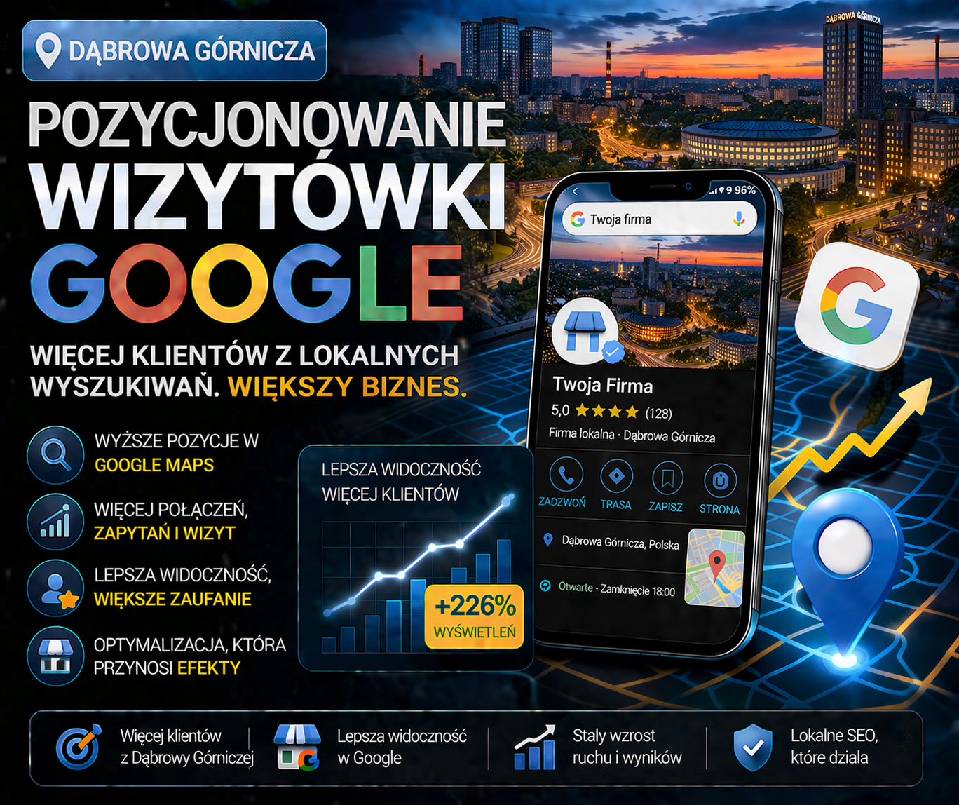 Pozycjonowanie wizytówki Google Dąbrowa Górnicza - optymalizacja profilu firmy i lepsza widoczność w lokalnych wynikach Google