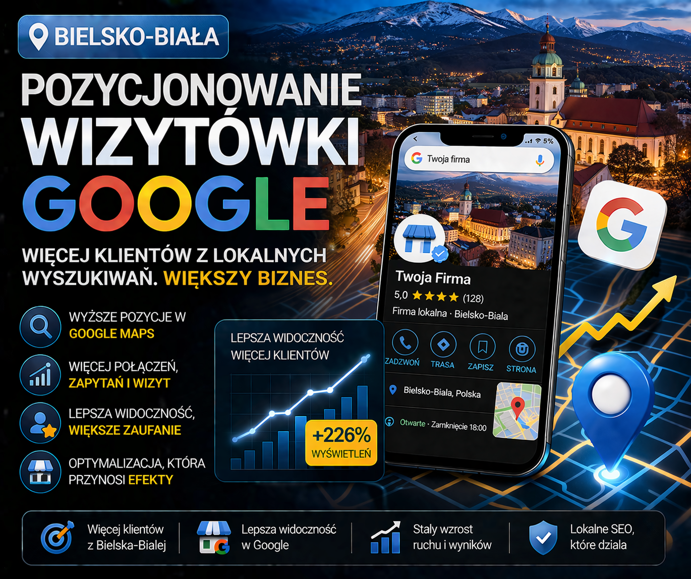 Pozycjonowanie wizytówki Google Bielsko-Biała - optymalizacja profilu firmy i lepsza widoczność w lokalnych wynikach Google