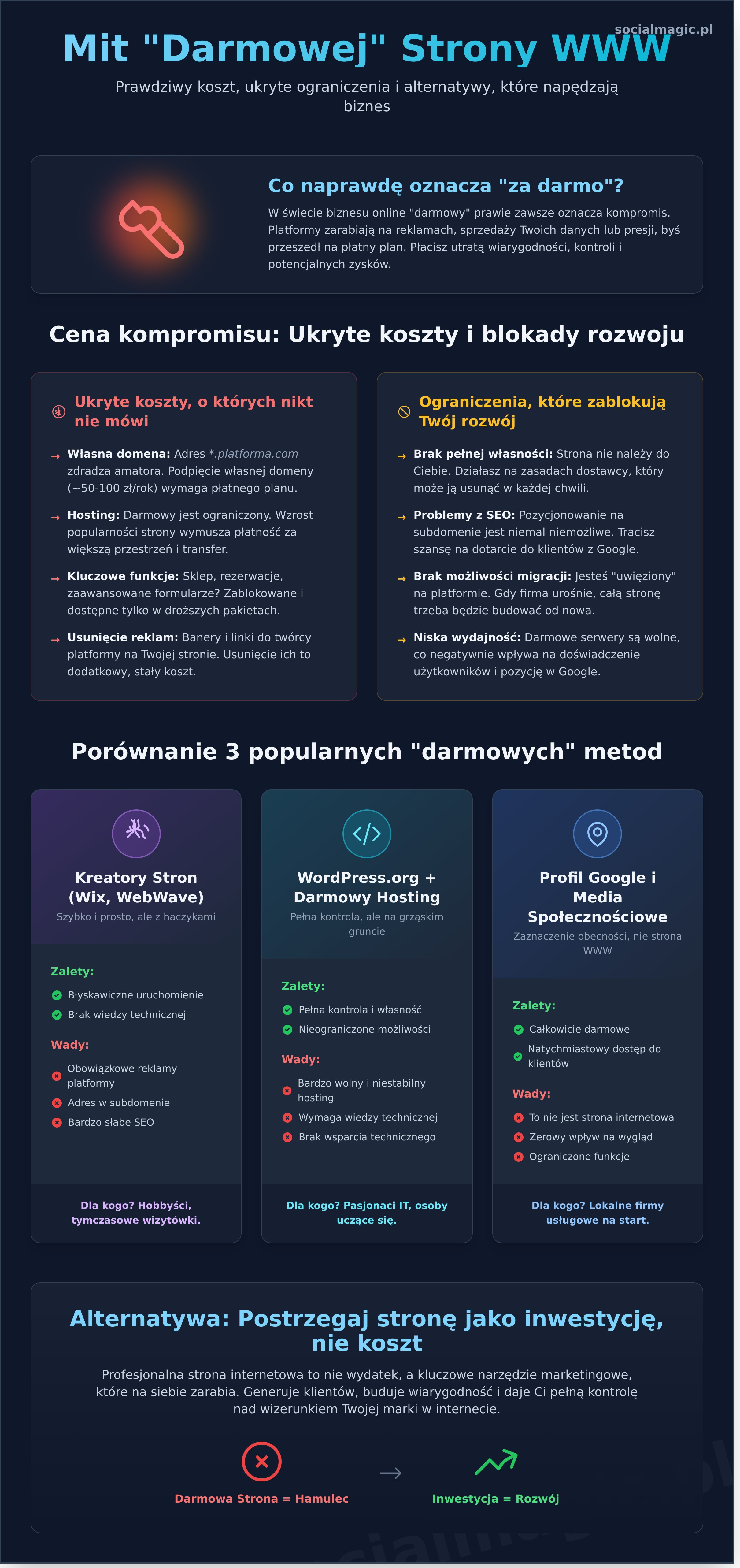 Darmowa strona internetowa: Jak ją stworzyć i czy to się opłaca? - Infographic
