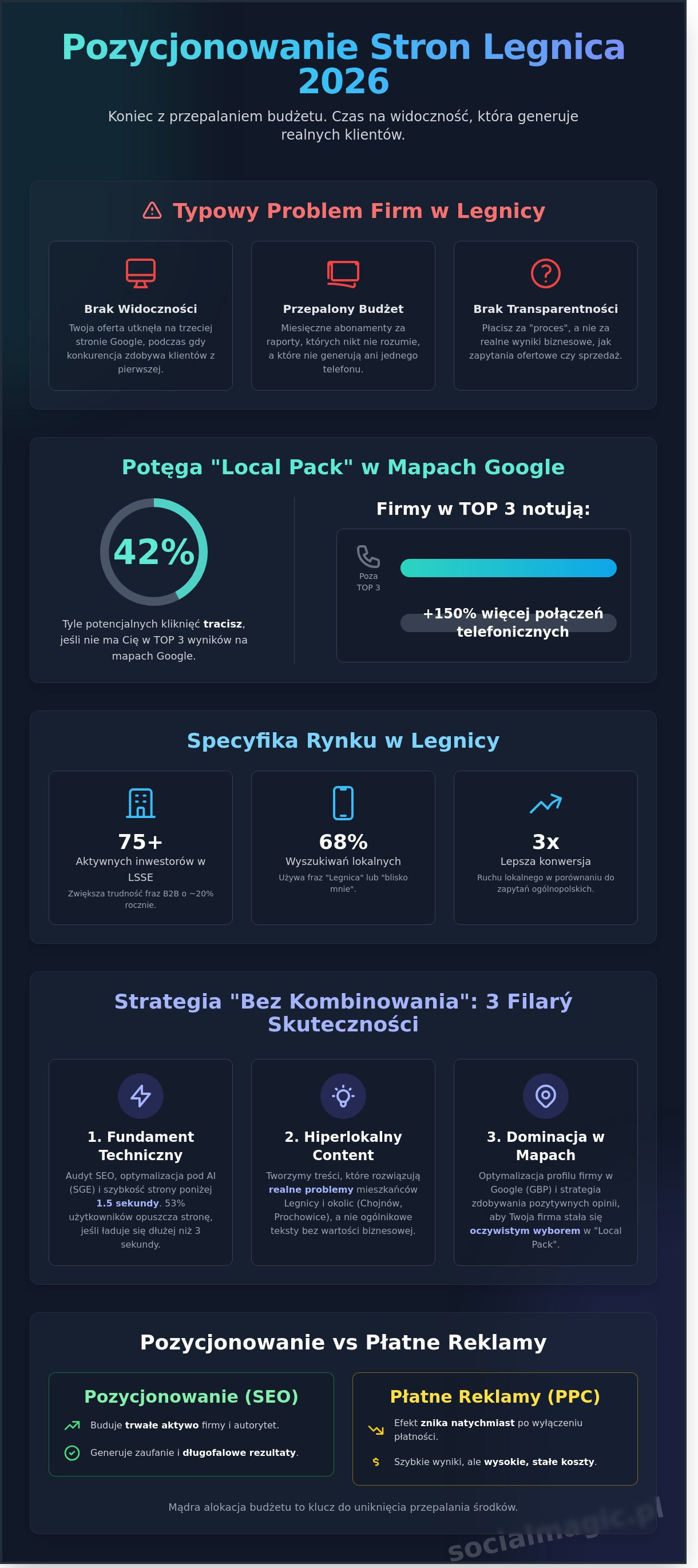 Pozycjonowanie stron Legnica: Jak zdominować lokalny rynek w 2026 roku? - Infographic