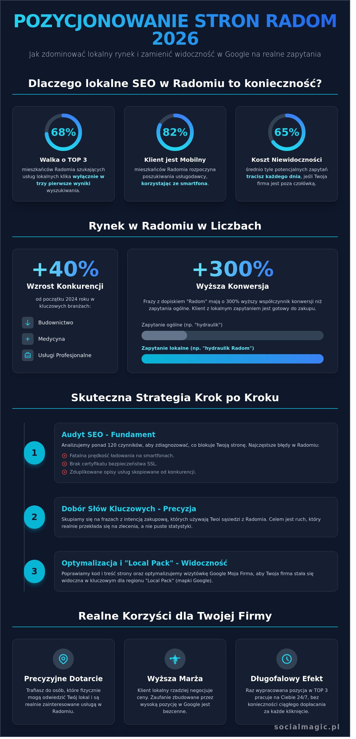 Pozycjonowanie stron Radom: Jak zdominować lokalny rynek w 2026 roku? - Infographic