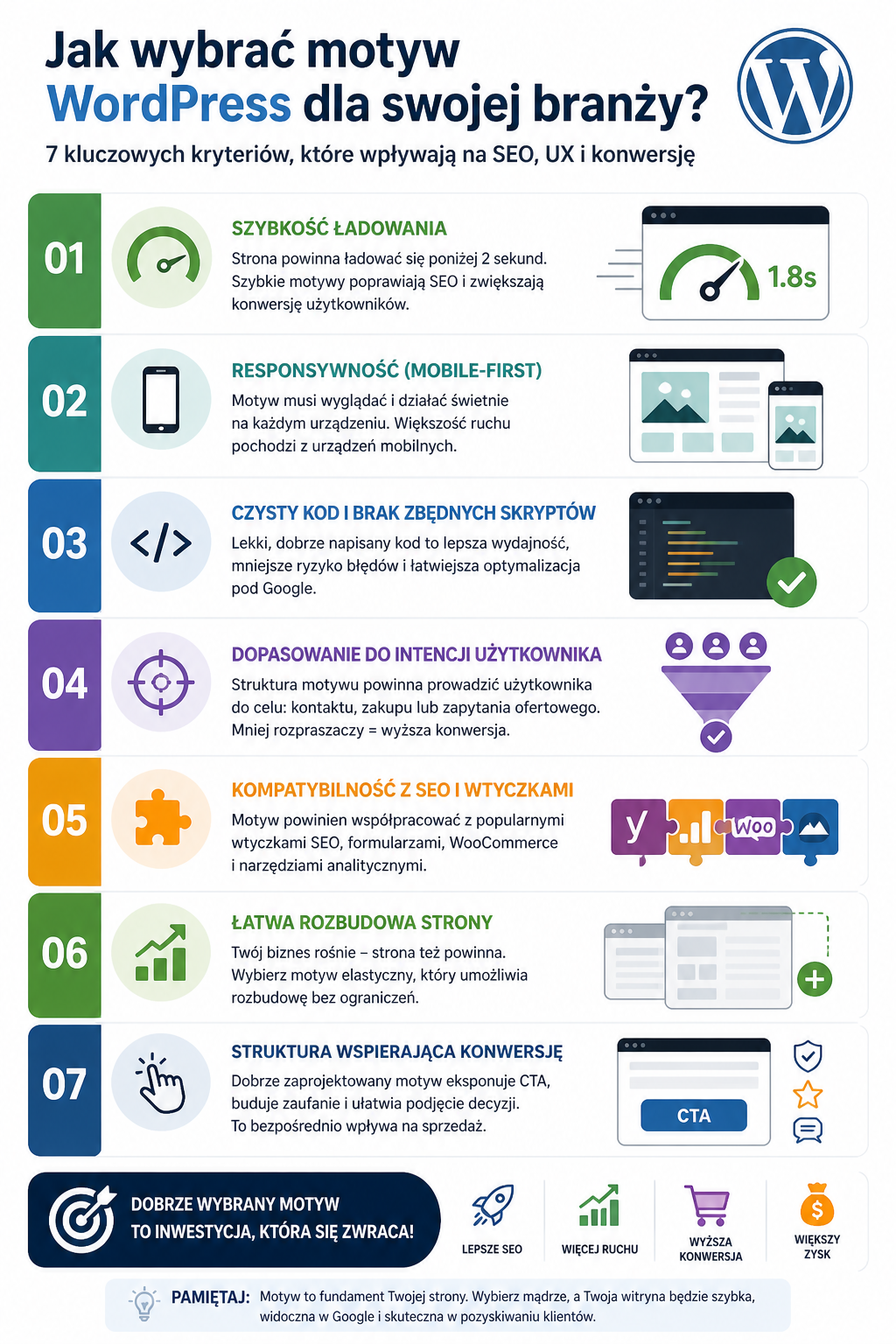 infografika motyw WordPress dla swojej branży jak wybrać najlepszy szablon