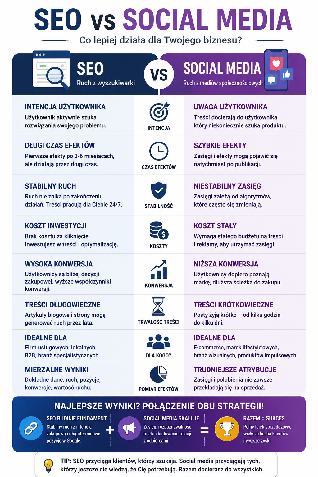 SEO vs social media – różnice w ruchu, konwersji i strategii marketingowej